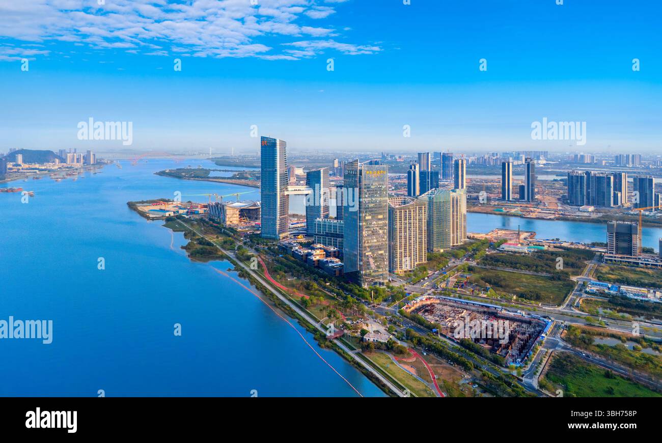 Environnement urbain de Pearl Bay, Nansha Free Trade zone, Guangzhou, Chine Banque D'Images