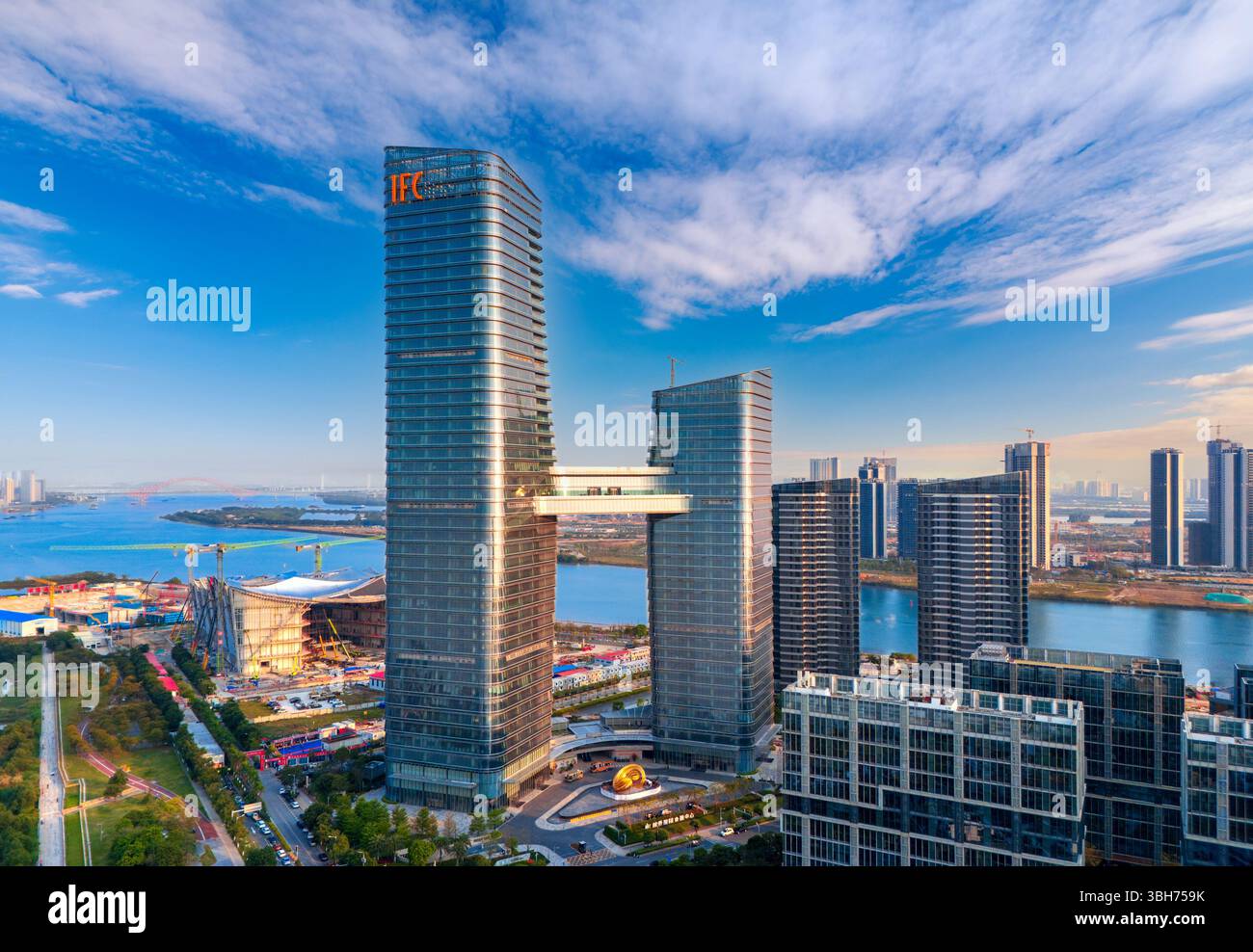 Environnement urbain de Pearl Bay, Nansha Free Trade zone, Guangzhou, Chine Banque D'Images