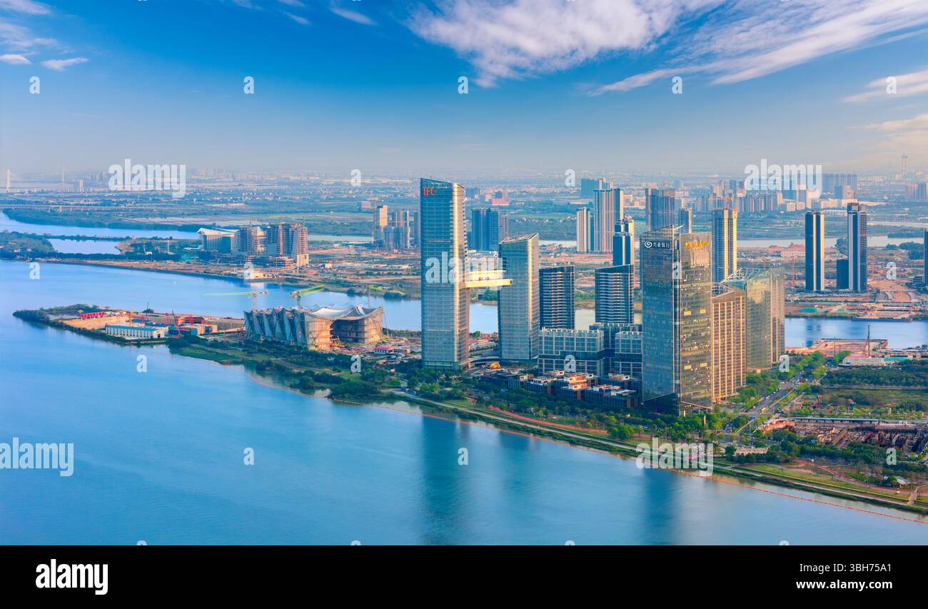 Environnement urbain de Pearl Bay, Nansha Free Trade zone, Guangzhou, Chine Banque D'Images