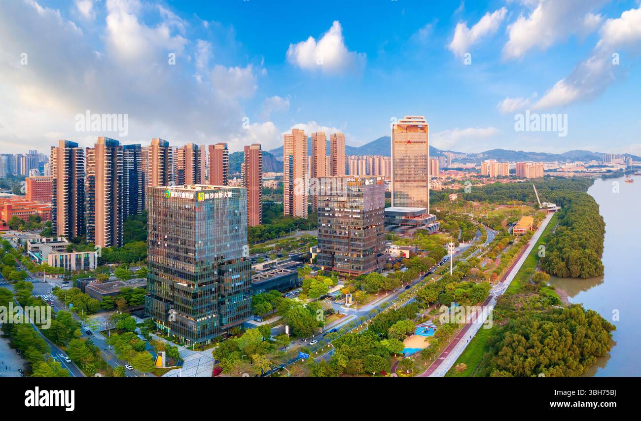 Environnement urbain de Pearl Bay, Nansha Free Trade zone, Guangzhou, Chine Banque D'Images