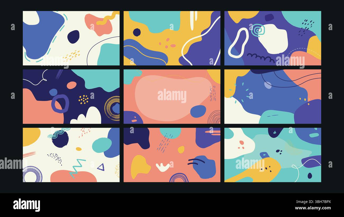 Ensemble de fond vibrant abstrait Memphis Illustration de Vecteur