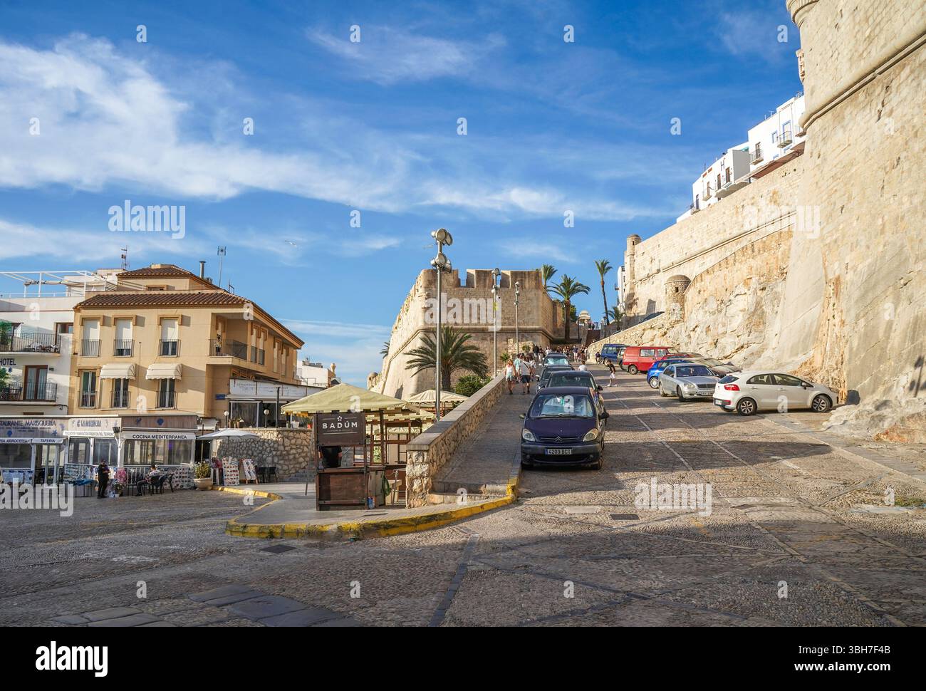 Forteresse Château murs de la vieille ville espagnole Peñíscola, Peníscola, Costa del Azahar, Province de Castellón, Communauté valencienne, Espagne Banque D'Images