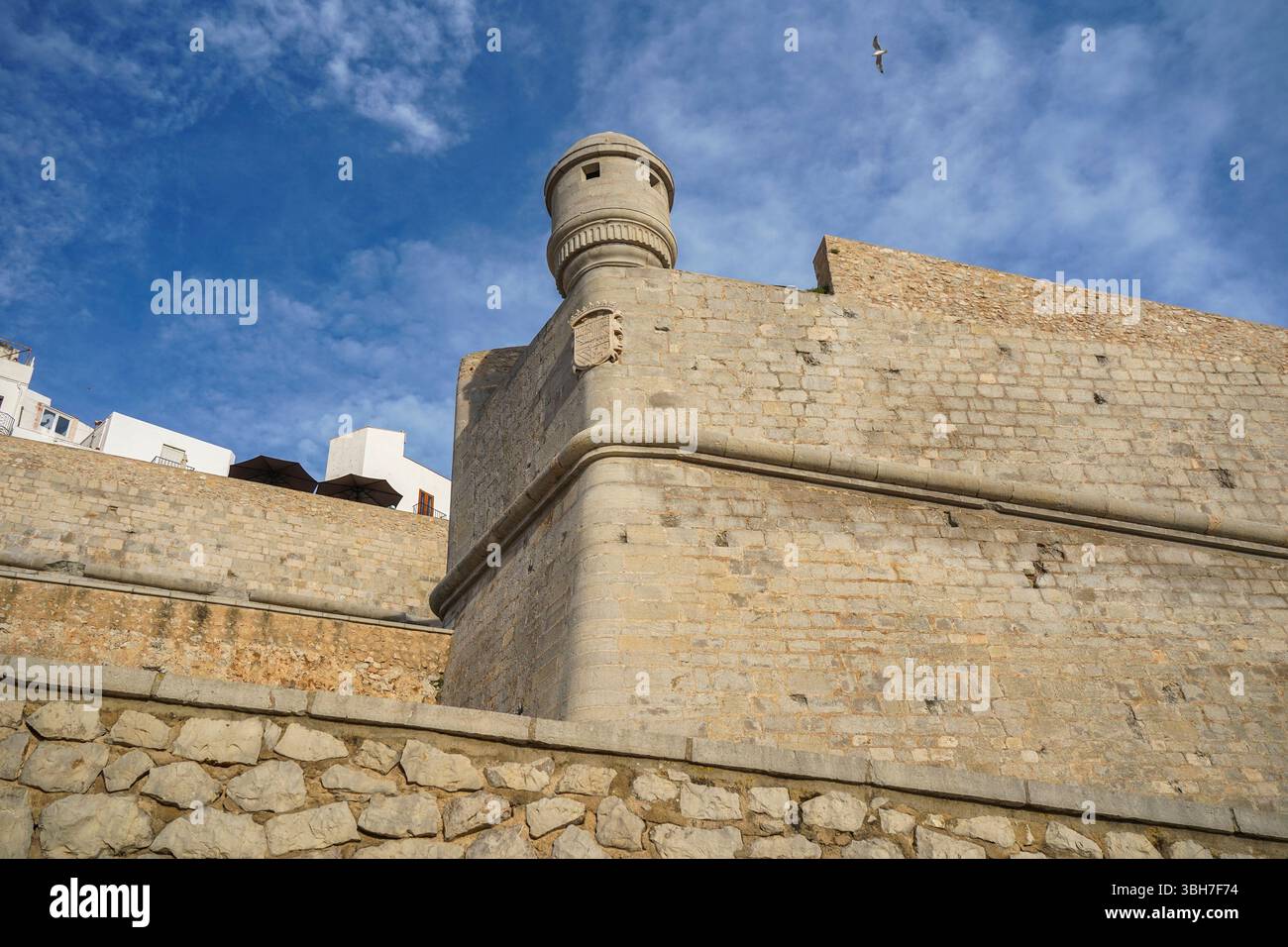 Forteresse Château murs de la vieille ville espagnole Peñíscola, Peníscola, Costa del Azahar, Province de Castellón, Communauté valencienne, Espagne Banque D'Images