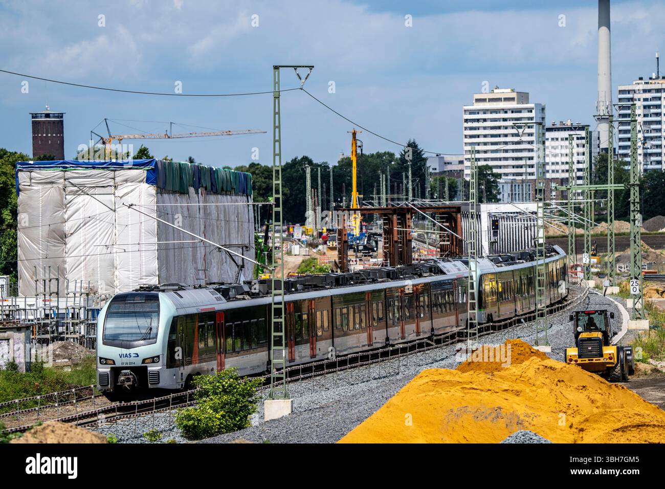 Reconstruction et agrandissement de la ligne de chemin de fer Emmerich-Oberhausen, trois voies, dont 47 ponts, seront nouvellement construites ou adaptées, inc Banque D'Images