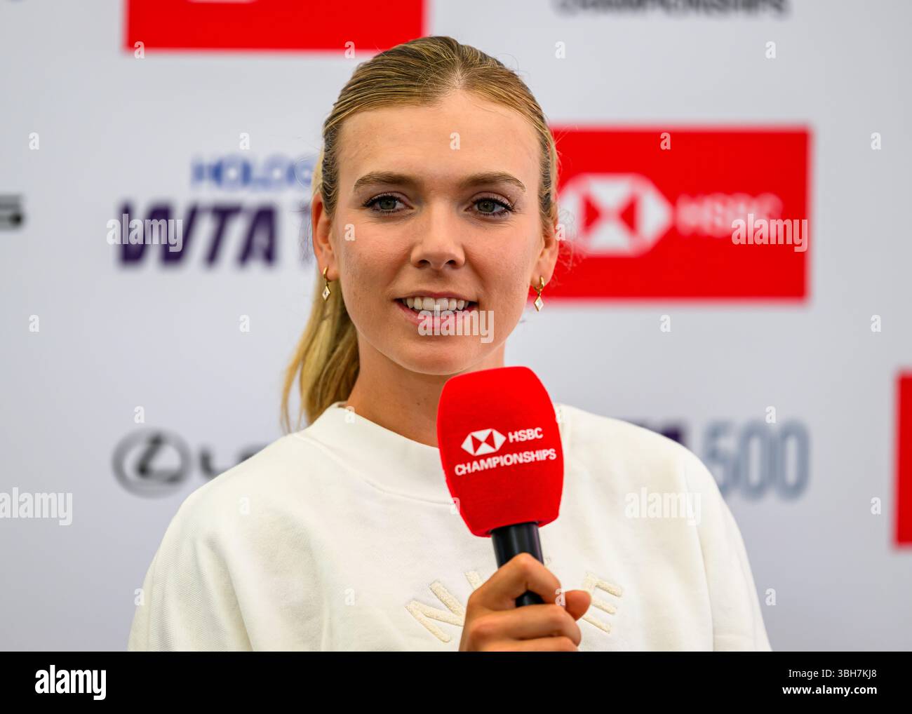 LONDRES, ROYAUME-UNI juin 08 : Katie Charlotte Boulter (GBR) en conférence de presse lors du match de qualification le deuxième jour des Championnats HSBC 2025 au Queen's Club le dimanche 08 juin 2025 à LONDRES, ROYAUME-UNI. Crédit : Taka Wu/Alamy Live News Banque D'Images