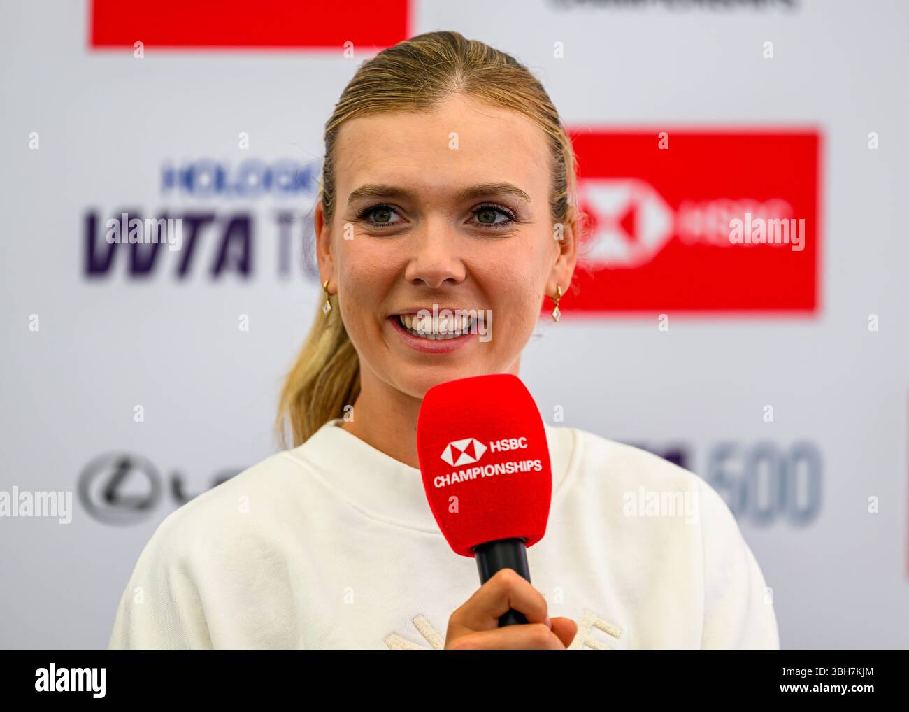 LONDRES, ROYAUME-UNI juin 08 : Katie Charlotte Boulter (GBR) en conférence de presse lors du match de qualification le deuxième jour des Championnats HSBC 2025 au Queen's Club le dimanche 08 juin 2025 à LONDRES, ROYAUME-UNI. Crédit : Taka Wu/Alamy Live News Banque D'Images