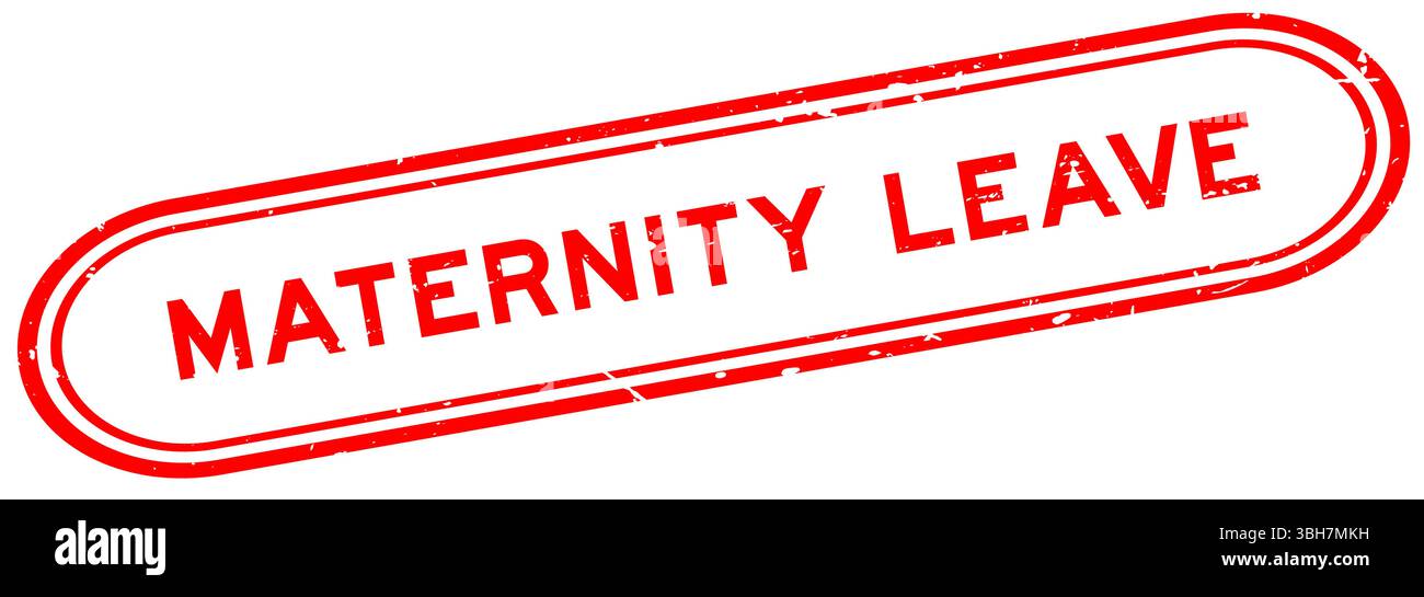 Grunge rouge maternité laisser le mot timbre de joint en caoutchouc sur fond blanc Illustration de Vecteur