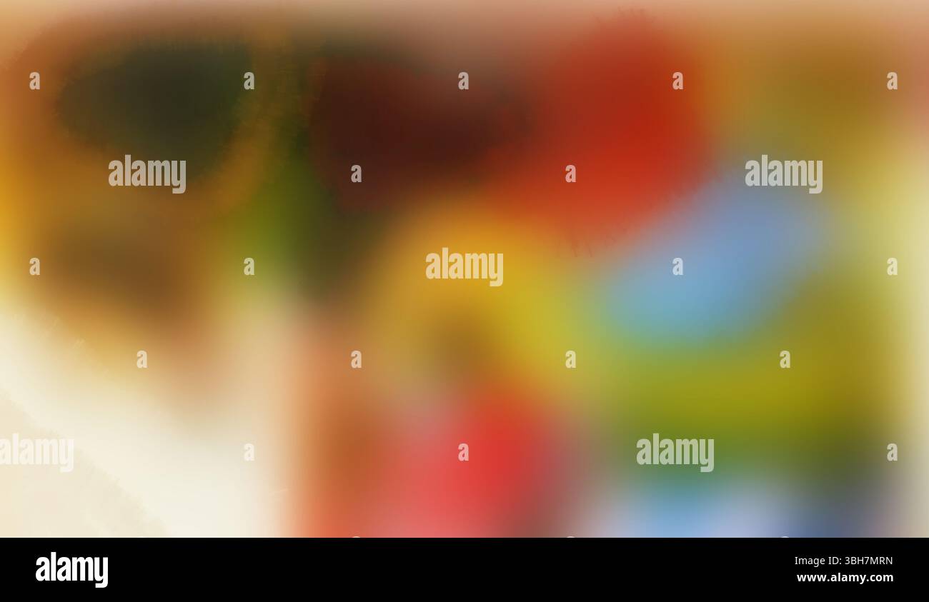 Un fond abstrait coloré créé avec une technique de lavage à l'aquarelle, avec des teintes orange, rouge, bleu et jaune floues et des taches de peinture fluides Banque D'Images