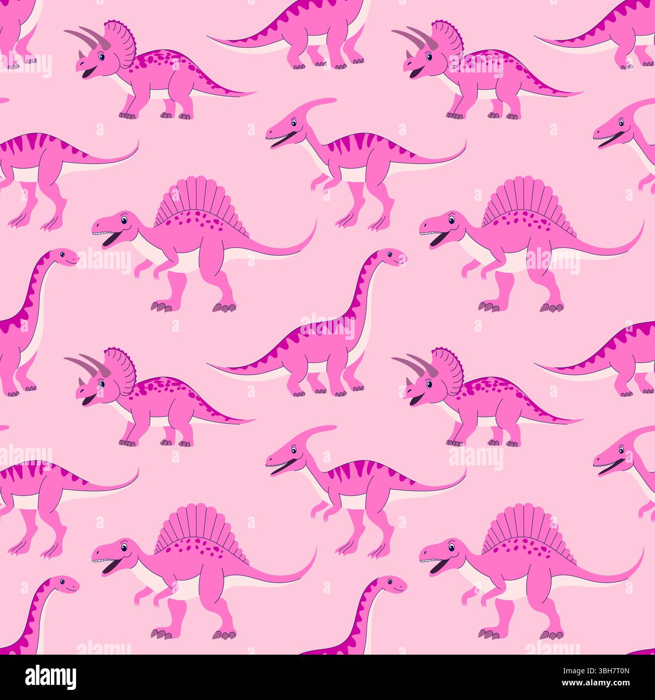 Modèle sans couture de dinosaures roses Illustration de Vecteur