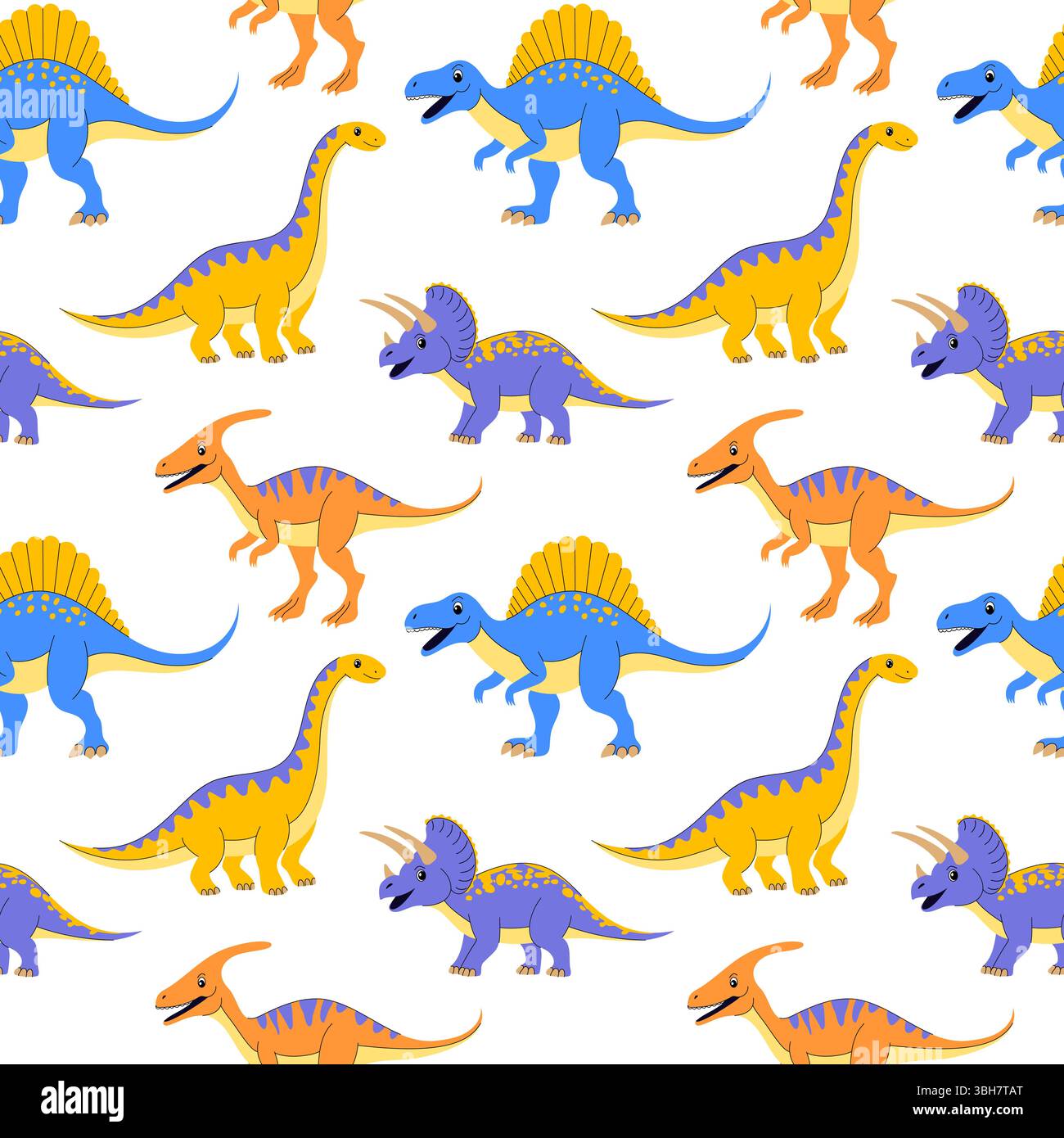 Modèle sans couture de dinosaures colorés Illustration de Vecteur