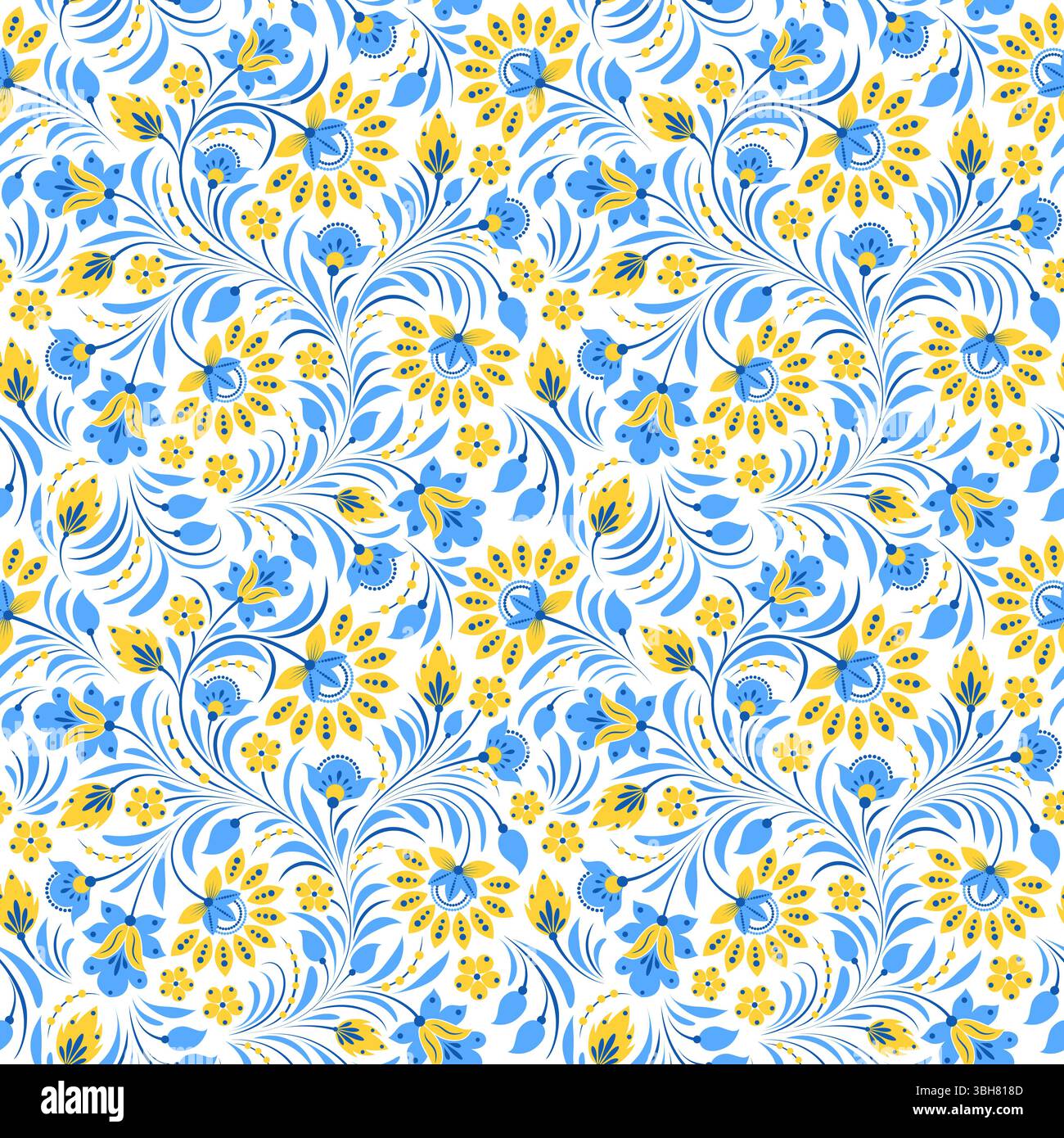 Modèle sans couture de fleurs et de feuilles stylisées Illustration de Vecteur