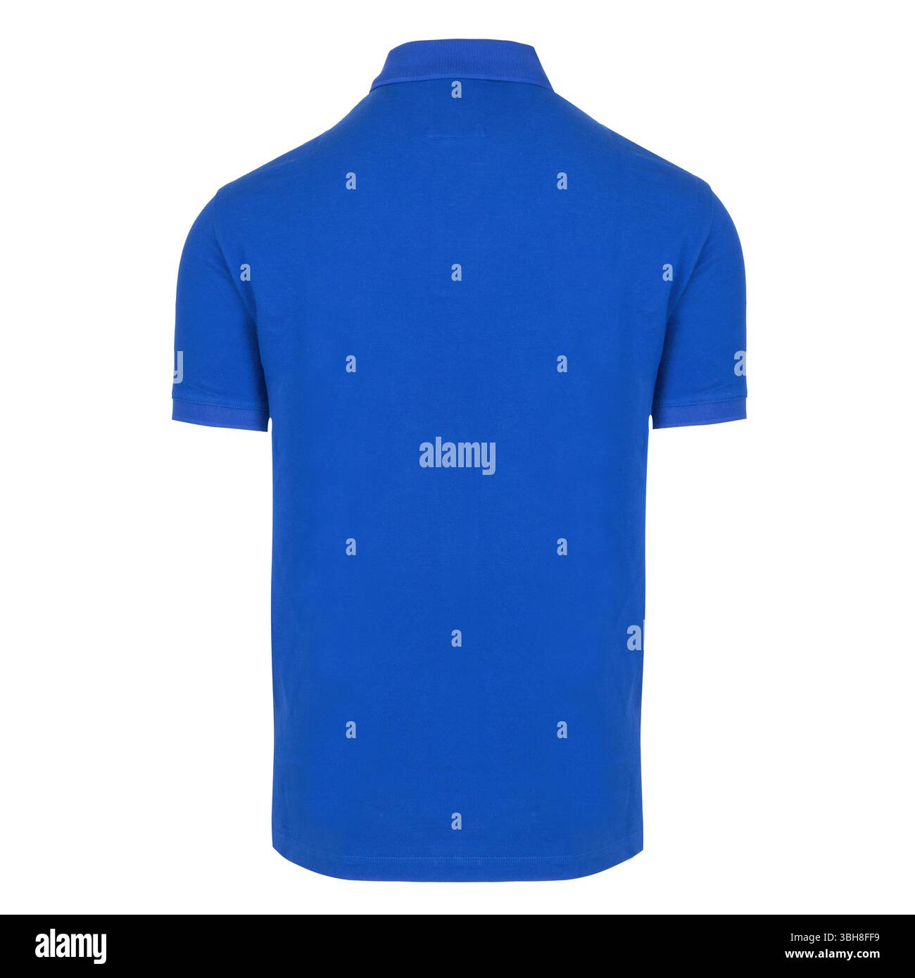 Polo bleu homme vue arrière isolé Banque D'Images
