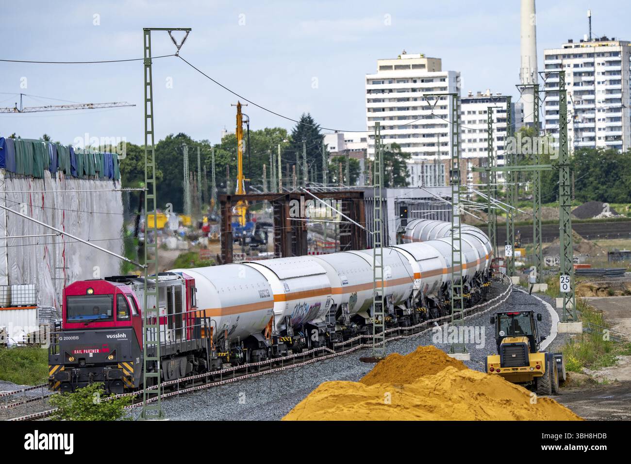 Reconstruction, extension de la ligne de chemin de fer Emmerich-Oberhausen, trois voies, dont 47 ponts neufs ou adaptés, voici la nouvelle construction de rai Banque D'Images
