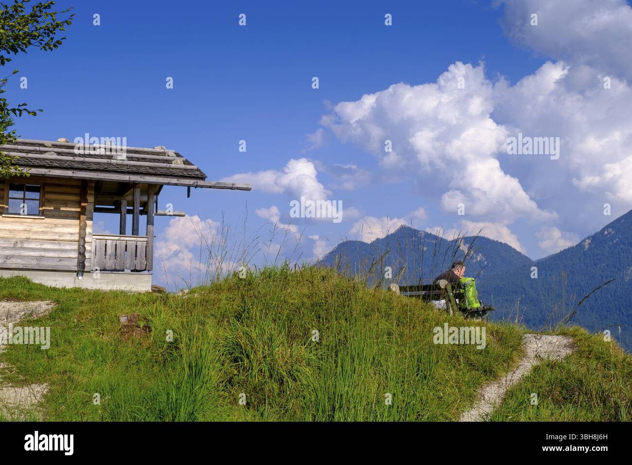 Au sommet, Magdalena Neuner Weg, Krepelschrofen, Wallgau, Werdenfelser Land, haute Bavière, Bavière, Allemagne, Europe Banque D'Images