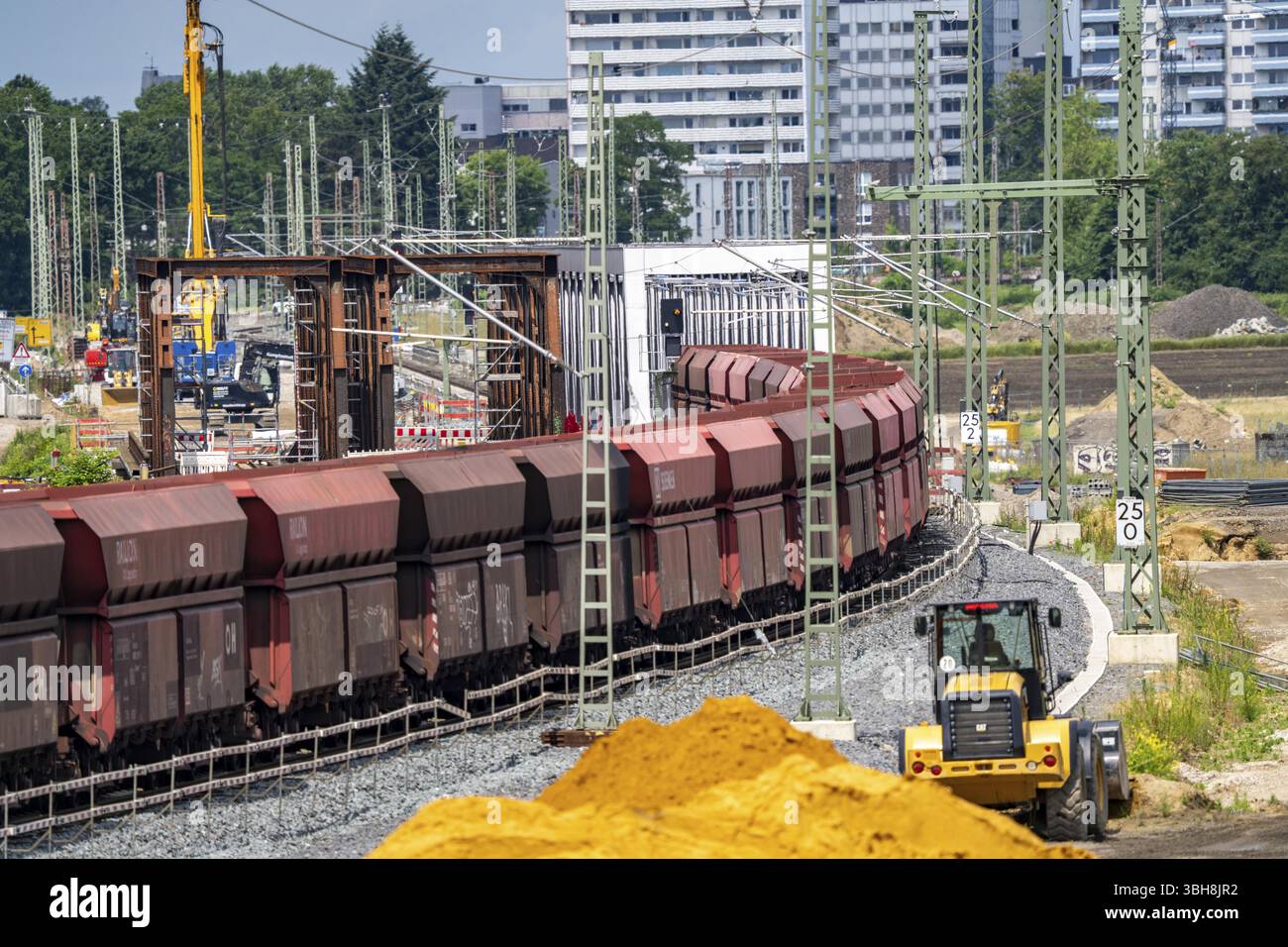 Reconstruction, extension de la ligne de chemin de fer Emmerich-Oberhausen, trois voies, dont 47 ponts neufs ou adaptés, voici la nouvelle construction de rai Banque D'Images