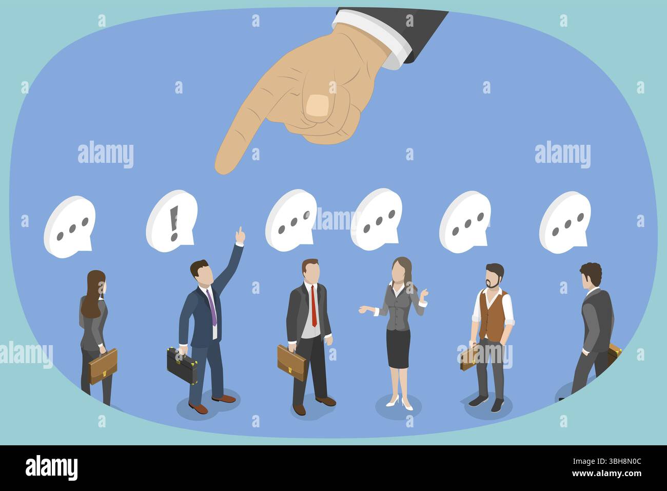 Illustration plate isométrique 3D de chasseur de têtes, de recrutement, d'opportunités de carrière et de talent Banque D'Images