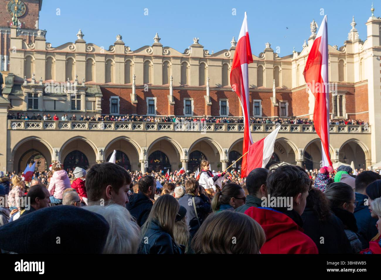 Cracovie, Pologne - 11.11.20189 - célébrations de la fête de l'indépendance nationale polonaise sur la place du marché Banque D'Images