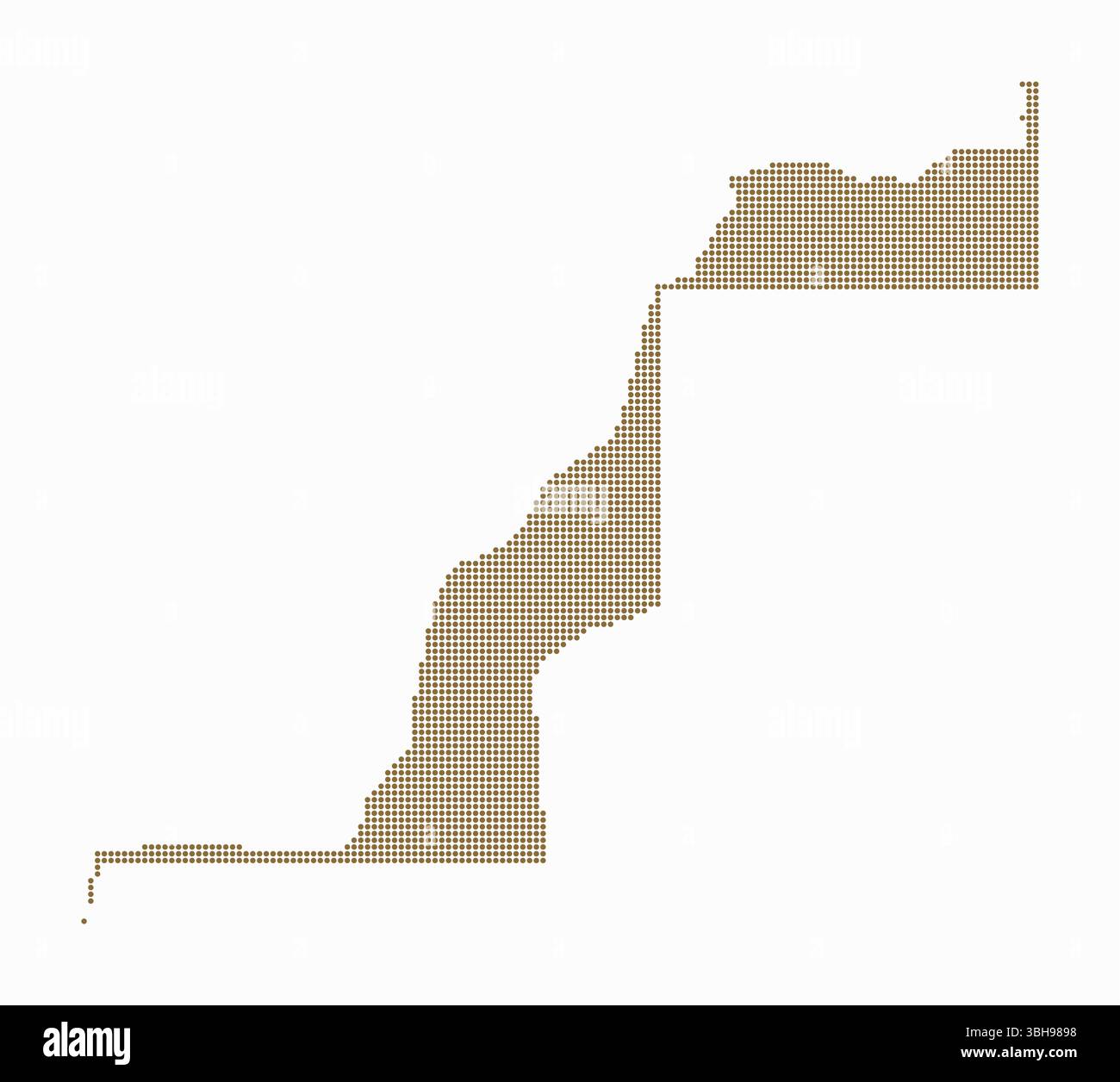 Carte pointillée du Sahara Occidental. Carte de style numérique du pays sur fond blanc. Forme du Sahara Occidental avec des points circulaires. Style de points colorés. Illustration de Vecteur
