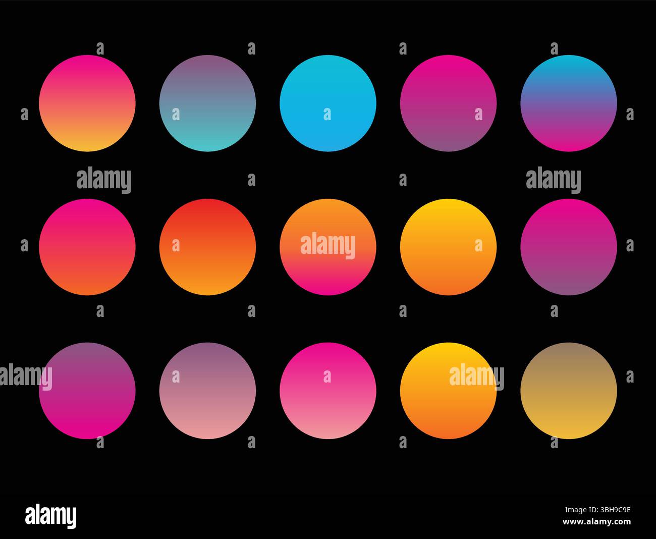 Palette de couleurs gradient néon - Nuancier circulaire vibrant Illustration de Vecteur