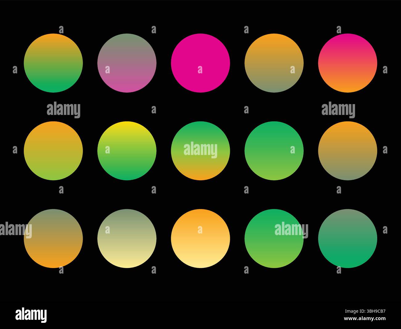 Palette de couleurs dégradés vibrants - Modern Green & Orange Circle Swatch Illustration de Vecteur