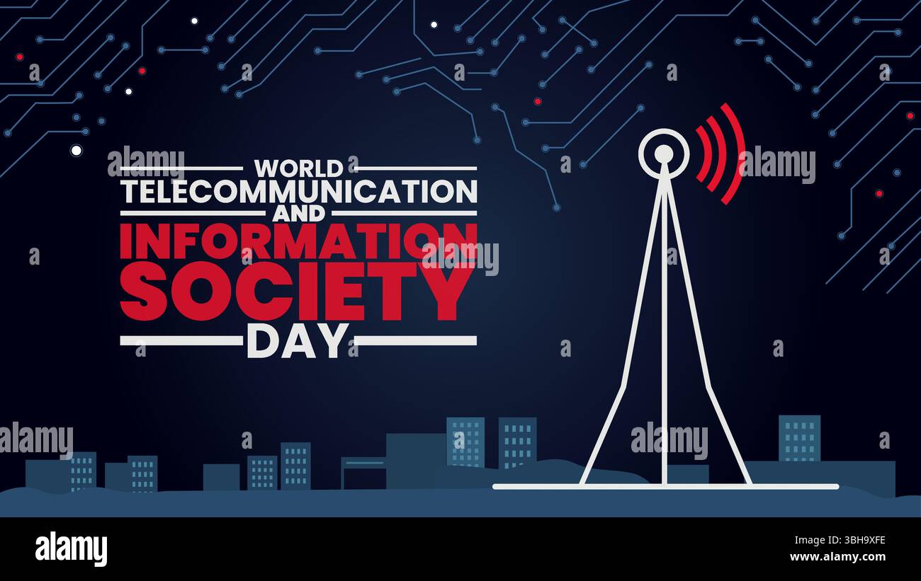 Modèle de journée mondiale des télécommunications et de la société de l'information Illustration de Vecteur