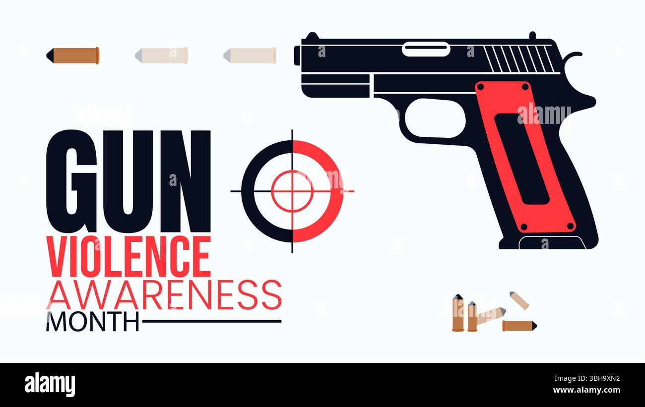 Mois de sensibilisation à la violence armée, vies au-dessus des balles, Un mouvement pour la paix Illustration de Vecteur