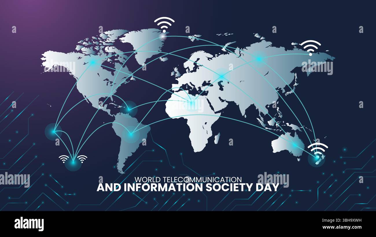 Modèle de journée mondiale des télécommunications et de la société de l'information Illustration de Vecteur