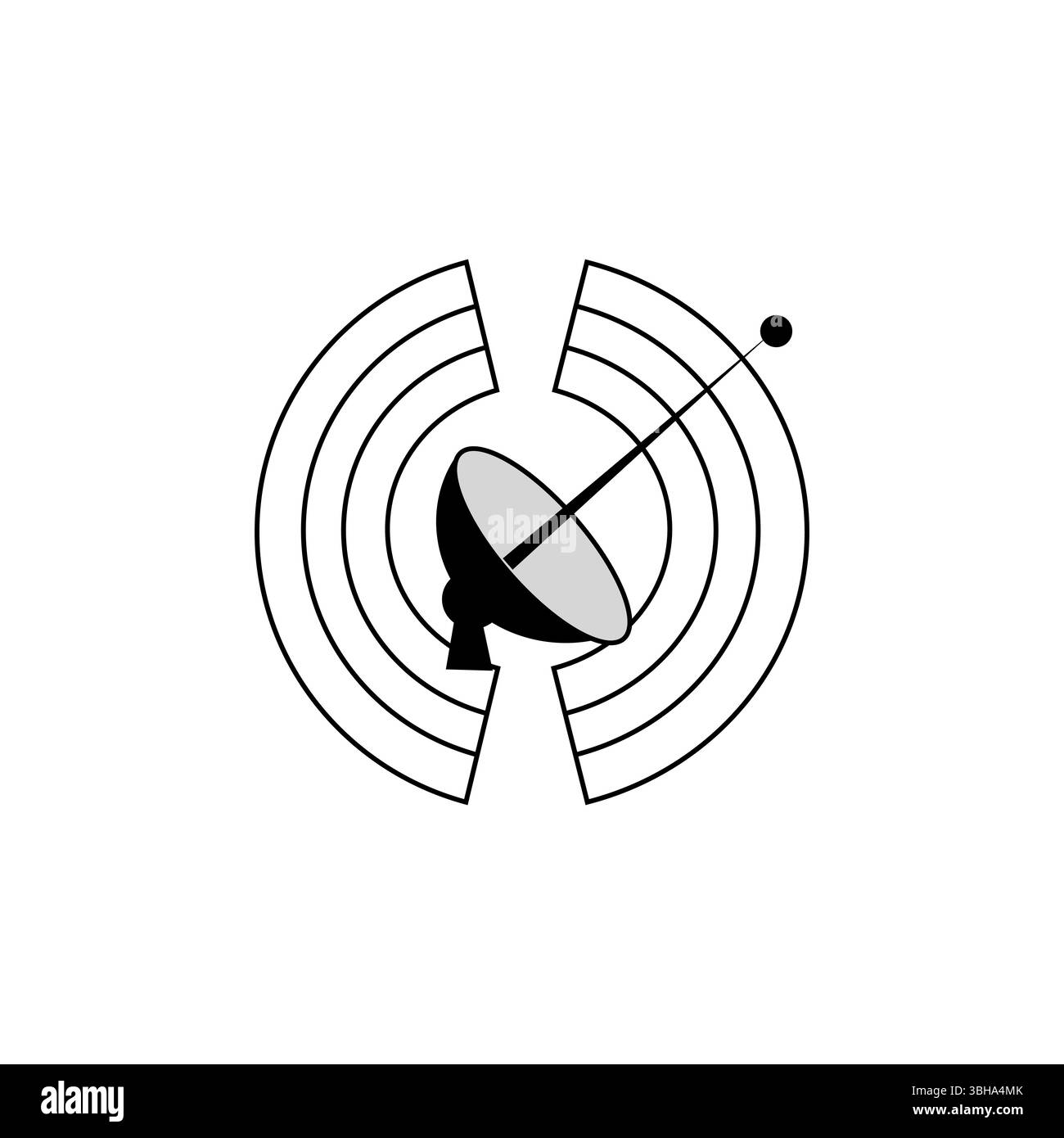 Icône d'antenne radar. Symbole d'onde de signal. Emblème de détection de vecteurs. Motif de cercle gris. Illustration de Vecteur