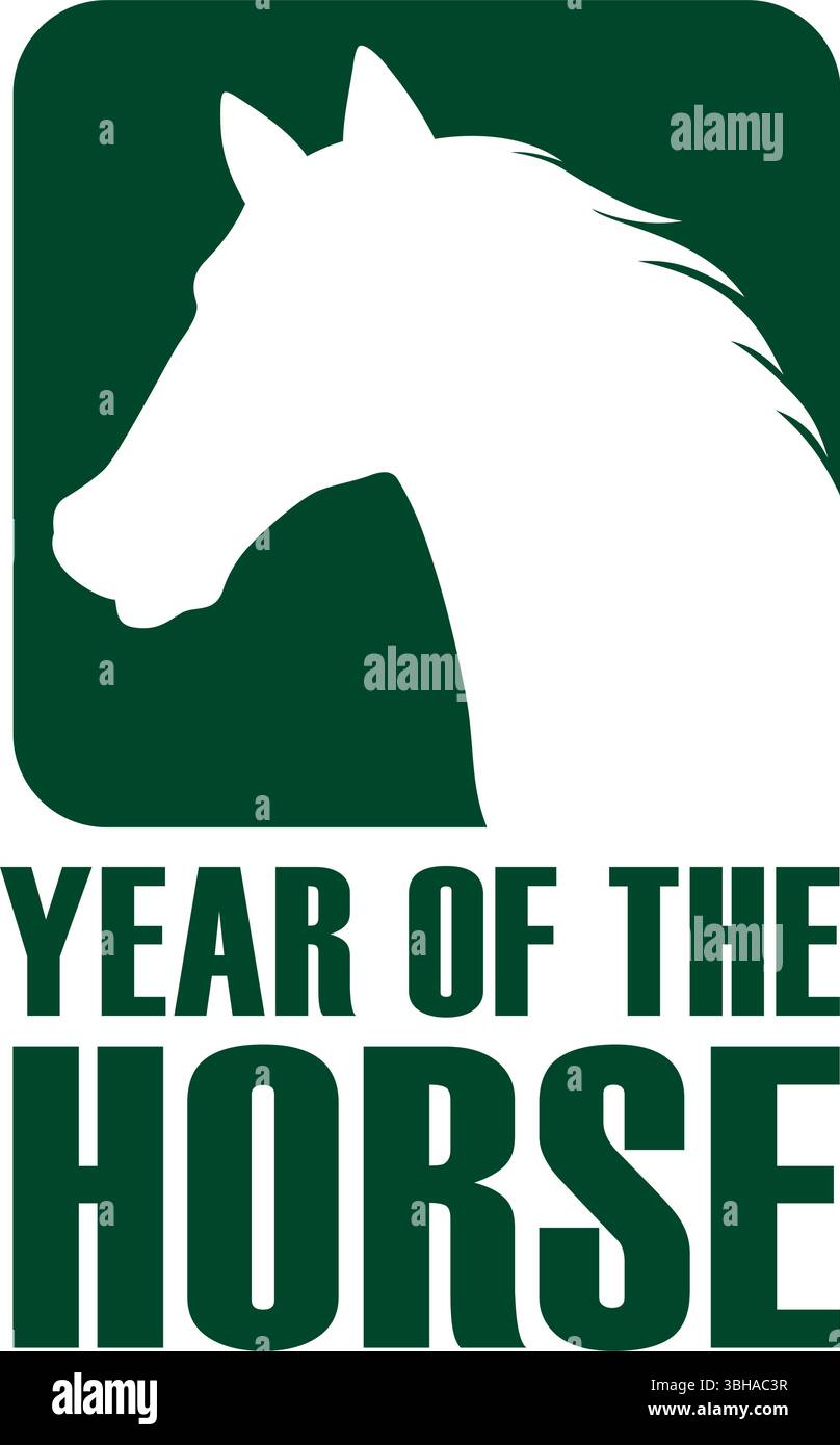L'année du vecteur de cheval symbole du zodiaque chinois isolé sur Un fond blanc. Illustration de Vecteur
