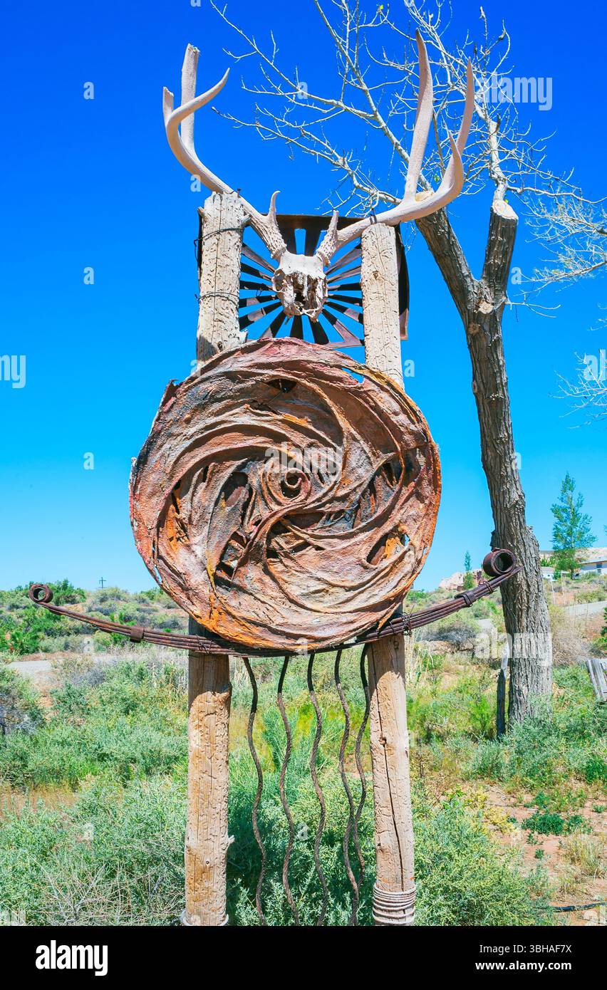 Totem américain natif sur la route 163, Utah, États-Unis Banque D'Images