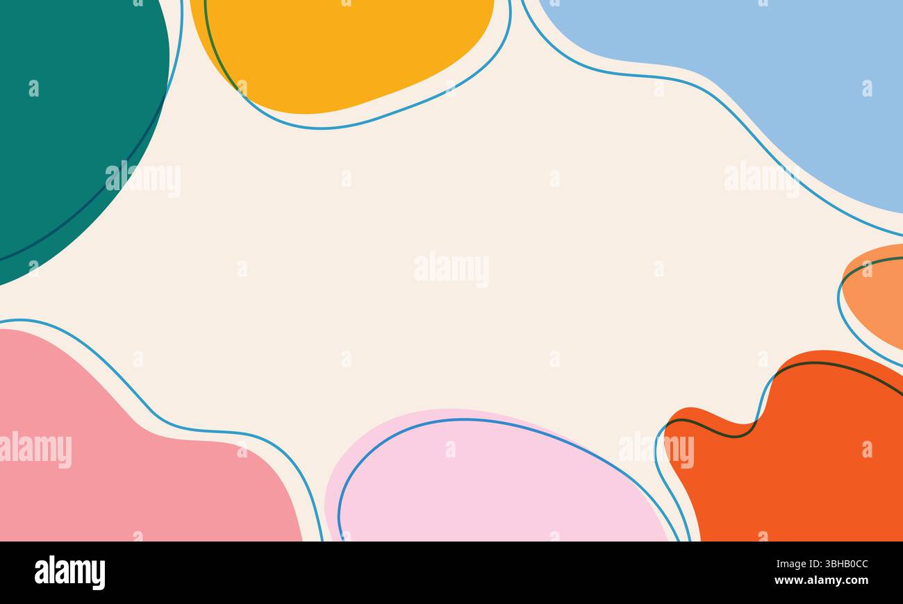 Fond tendance avec cadre abstrait coloré de formes doodle. Illustration de Vecteur