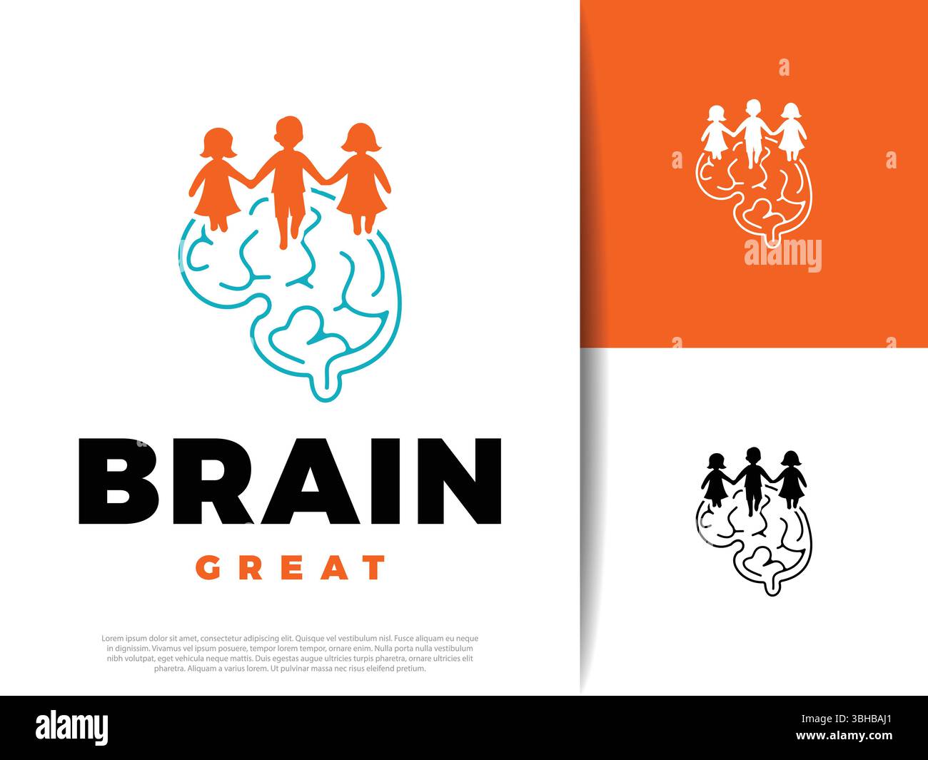 Kids Brain Symbol, Smart Thinking et Learning icône dans le style dessin animé Illustration de Vecteur