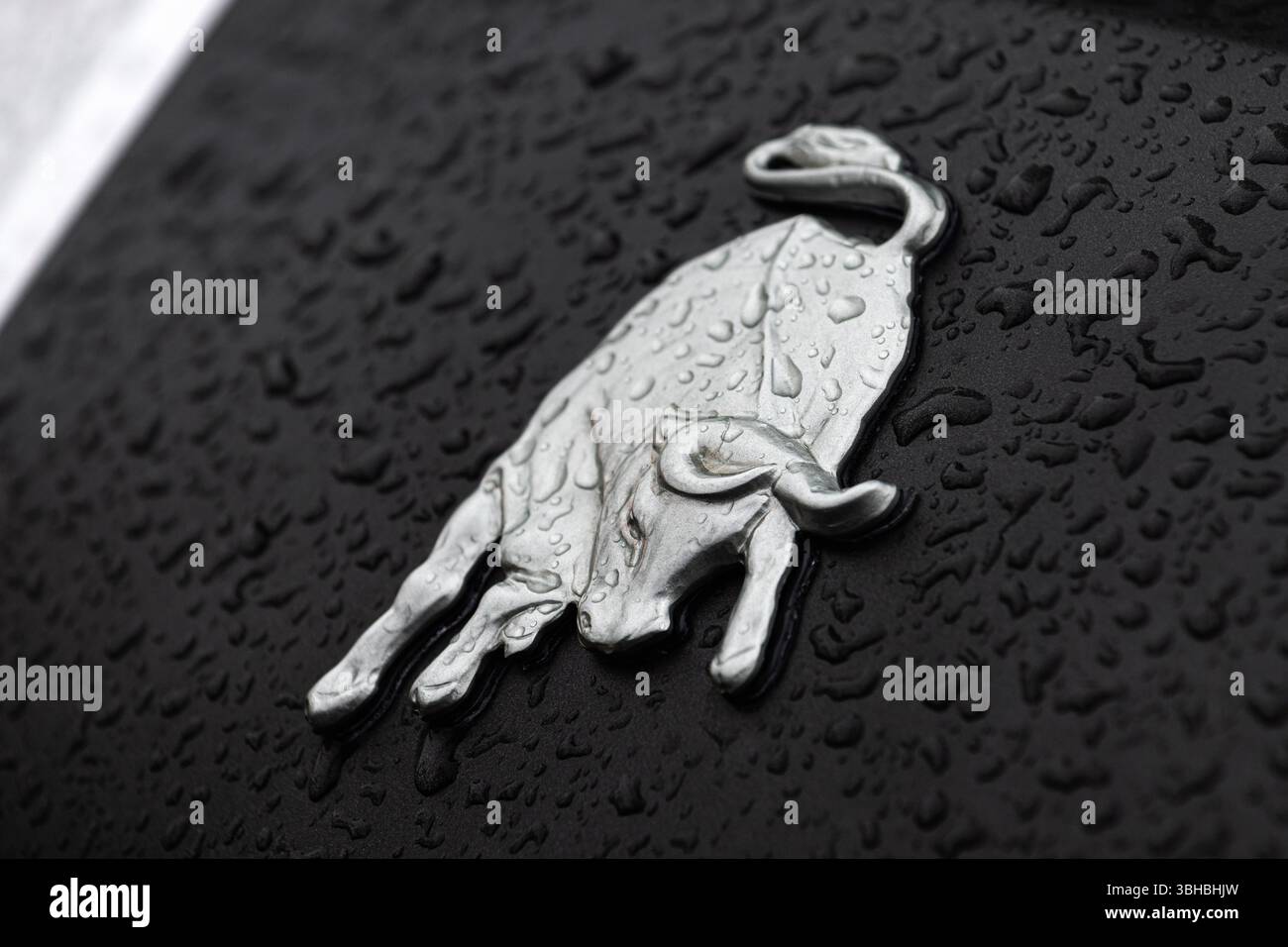 Novi Sad, Serbie - 21 mai 2025 : logo du tracteur Lamborghini sur la 92ème foire agricole. Lamborghini Trattori est un fabricant italien de machines agricoles Banque D'Images