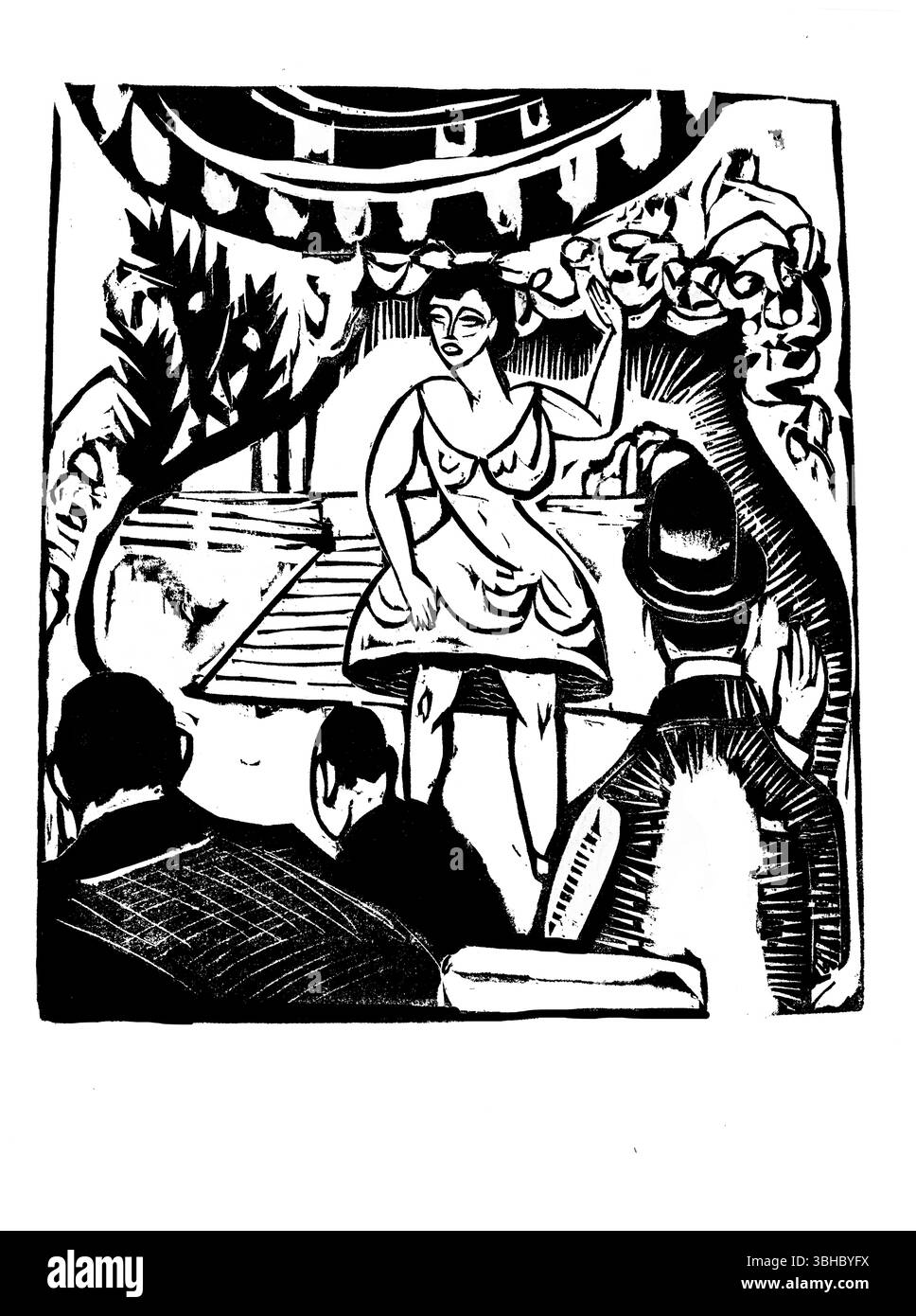 Little Variety Act with Singer d'Ernst Ludwig Kirchner (1880-1938) - impression expressionniste allemande - œuvres d'art haute résolution du domaine public Banque D'Images