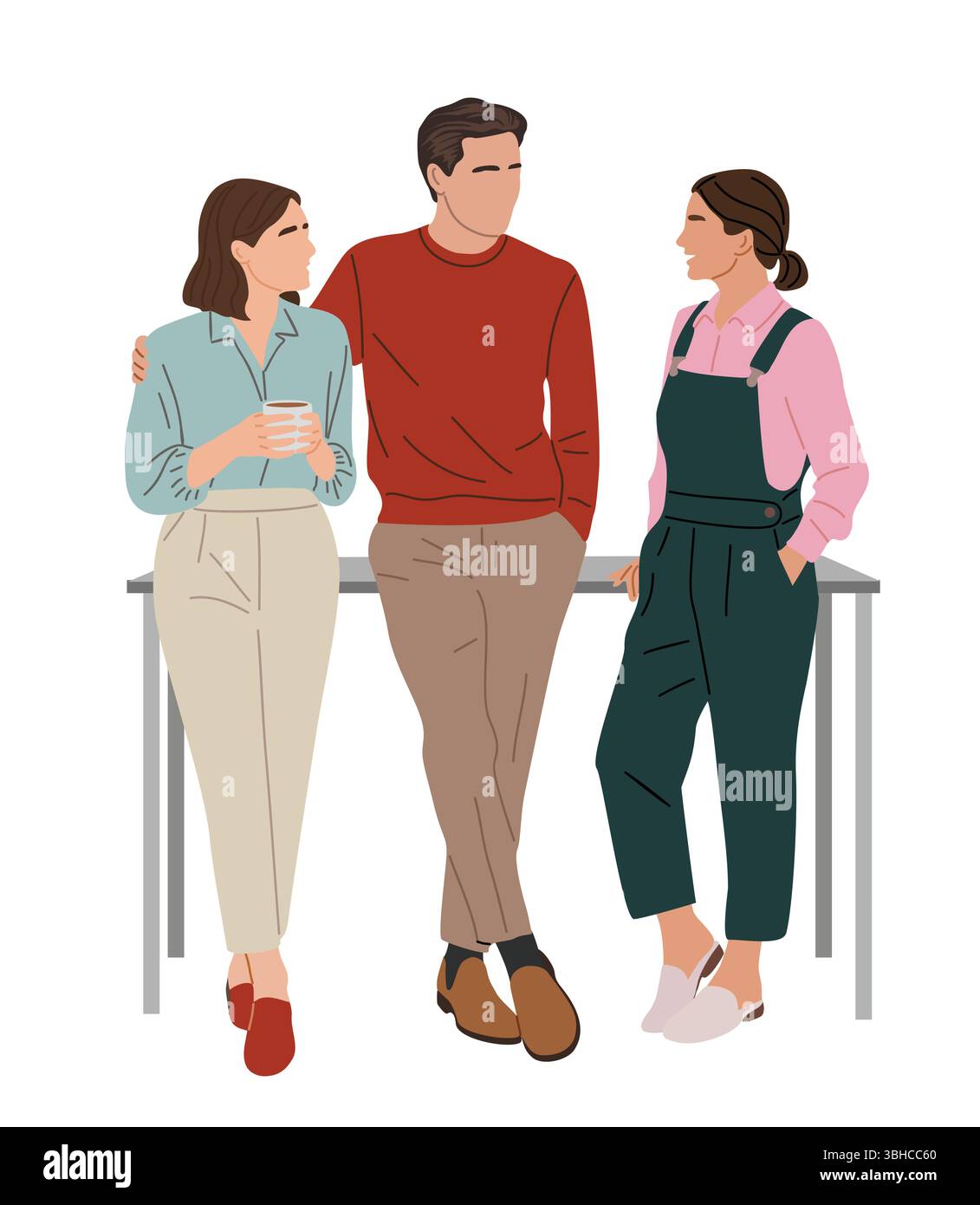 Jeunes adultes discutant avec désinvolture au bureau Illustration de Vecteur