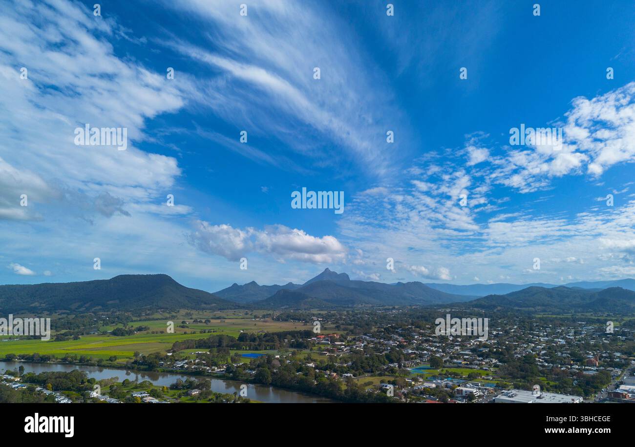 Vue aérienne de Murwillumbah dans les rivières du nord, nouvelle-galles du sud, australie Banque D'Images