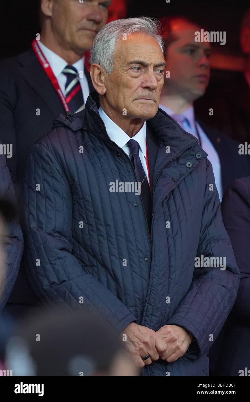 L'italienne Gabriele Gravina lors du match de qualification de la Coupe du monde 2026 entre la Norvège et l'Italie au stade Ullevaal à Oslo, Norvège - vendredi 06 juin 2025 . Sport - Soccer (photo de Spada/LaPresse) Banque D'Images