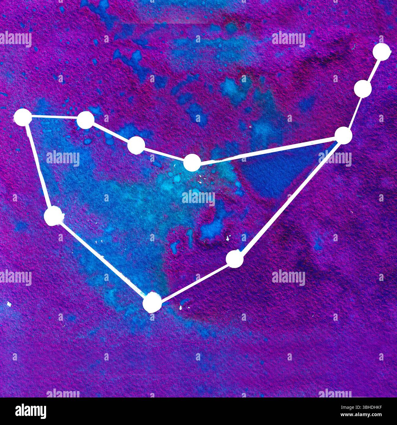 Signe d'astrologie Capricorne sur fond aquarelle bleu. . Constellation du zodiaque et une partie du système zodiacal et du calendrier antique constellations et STA Banque D'Images