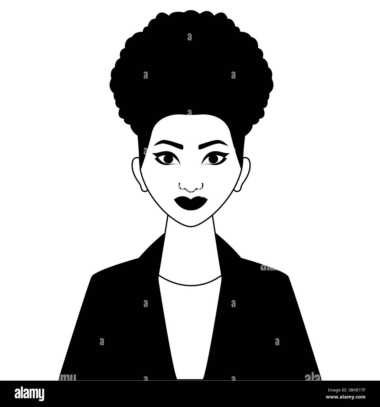 Un portrait de femme d'affaires africaine en noir et blanc. Une silhouette monochrome d'une belle femelle africaine. Illustration de Vecteur Un portrait de femme d'affaires africaine en noir et blanc. Une silhouette monochrome d'une belle femelle africaine. Illustration de Vecteur