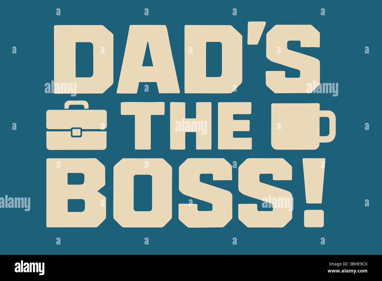 PAPA EST LE PATRON ! - Humoristique fête des pères ou Déclaration quotidienne avec porte-documents et icônes de tasse à café Illustration de Vecteur