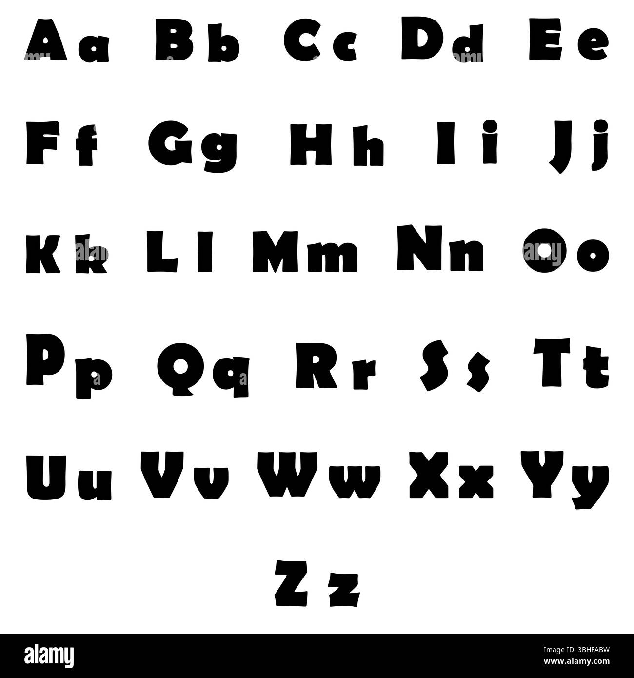 Style de police de dessin animé. Icône alphabet comique. Forme de lettre ludique. Forme vectorielle en gras. Illustration de Vecteur