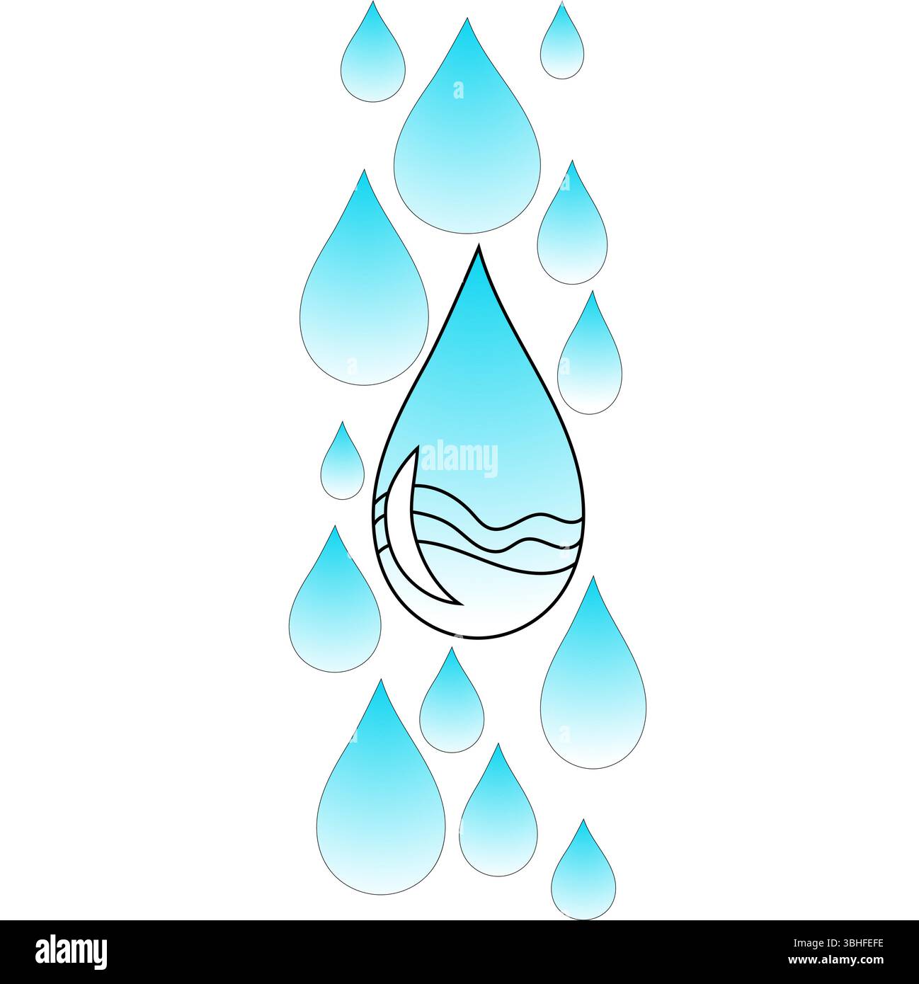 Icône de vecteur de pluie. Symbole de goutte d'eau. Détail dégradé bleu. Fond blanc. Illustration de Vecteur