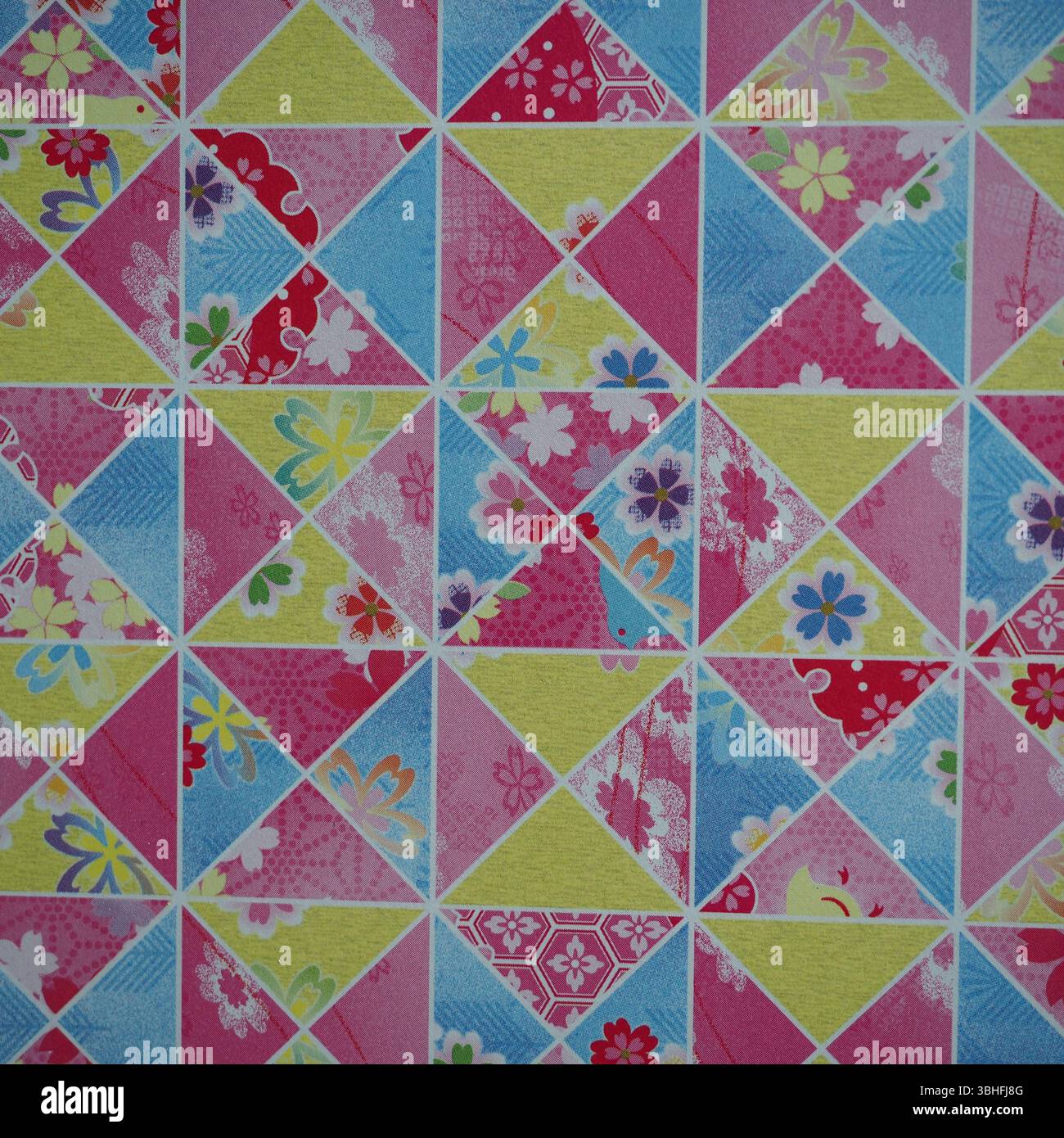 Titre : motif floral géométrique coloré avec style japonais traditionnel Banque D'Images