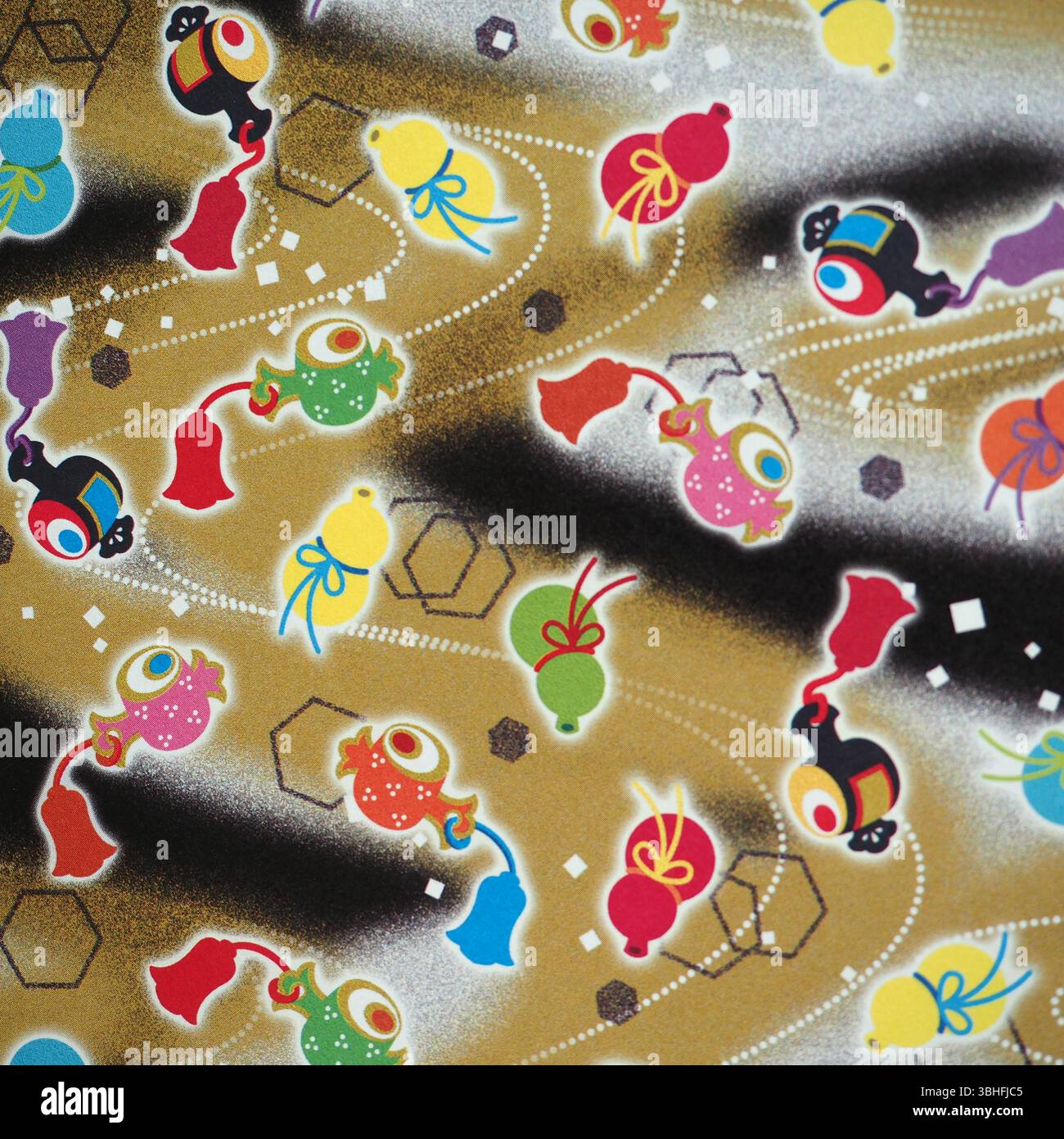 Motif traditionnel japonais sur le thème du festival avec motifs décoratifs stylisés Banque D'Images