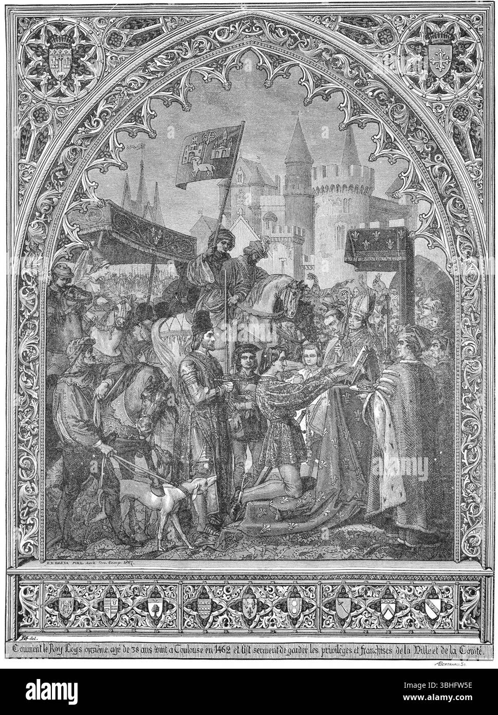 Katholieke illustratie 1867-1868 - NR 51 p 405 - Lodewijk XI te Toulouse. Banque D'Images