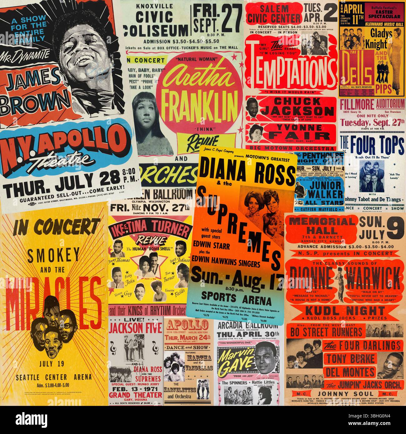 Affiches vintage Motown concert Banque D'Images