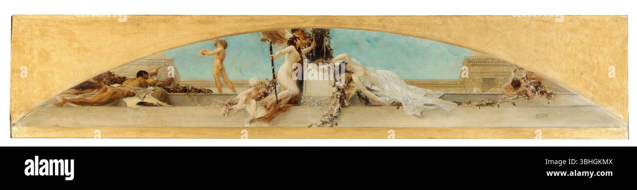 Klimt - autel des Dionysos, 1886, étude pour la peinture au plafond dans l'escalier sud (tympan) du Burgtheater, 6955420. Banque D'Images