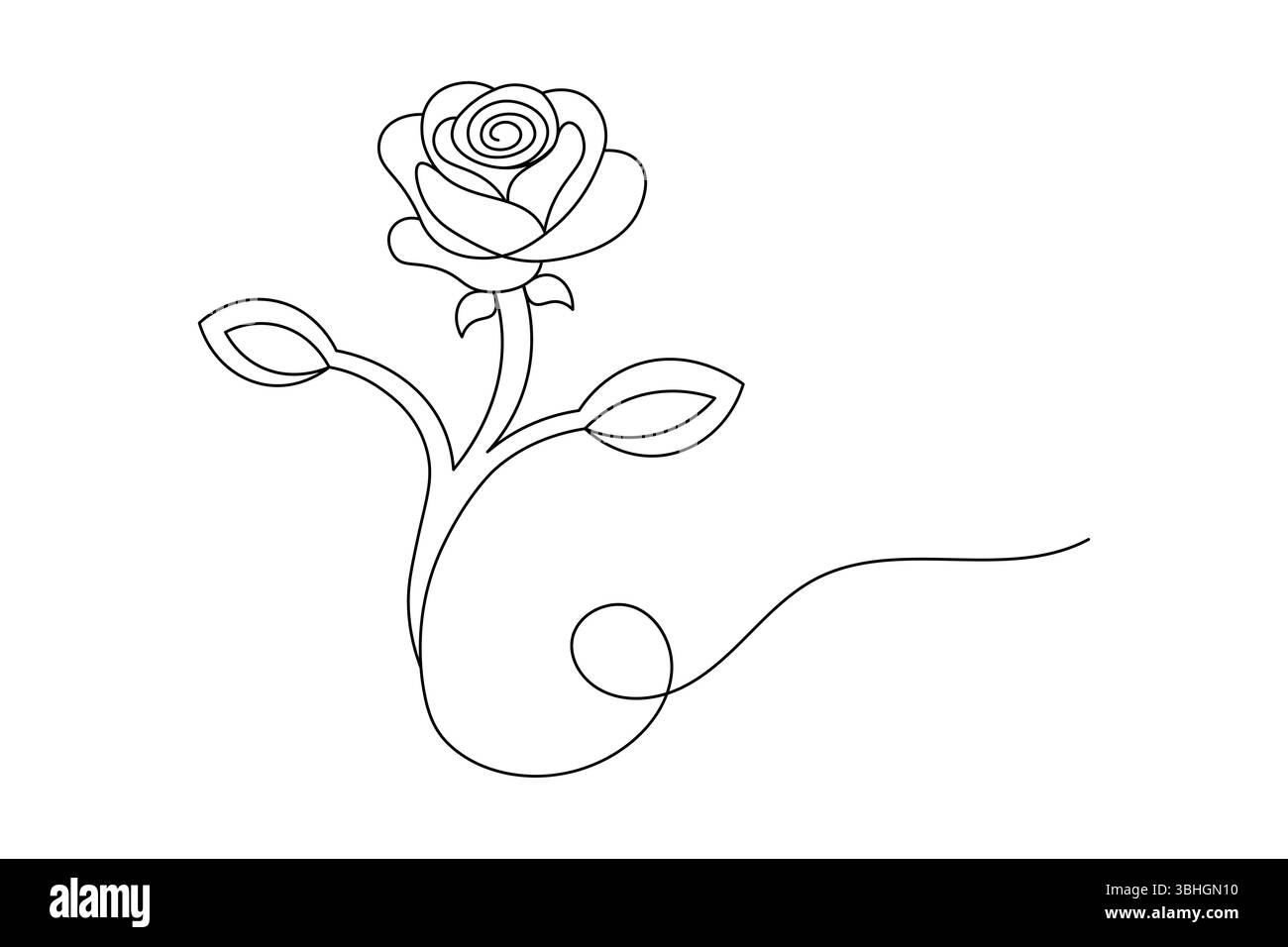 Fleur de rose dessin de ligne continue élégant une ligne Art d'une rose minimaliste. vecteur Illustration de Vecteur