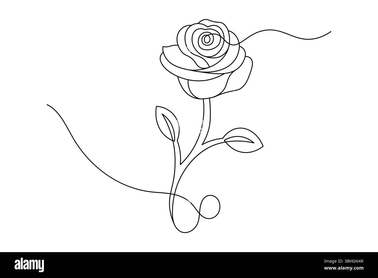 Fleur de rose dessin de ligne continue élégant une ligne Art d'une rose minimaliste. vecteur Illustration de Vecteur