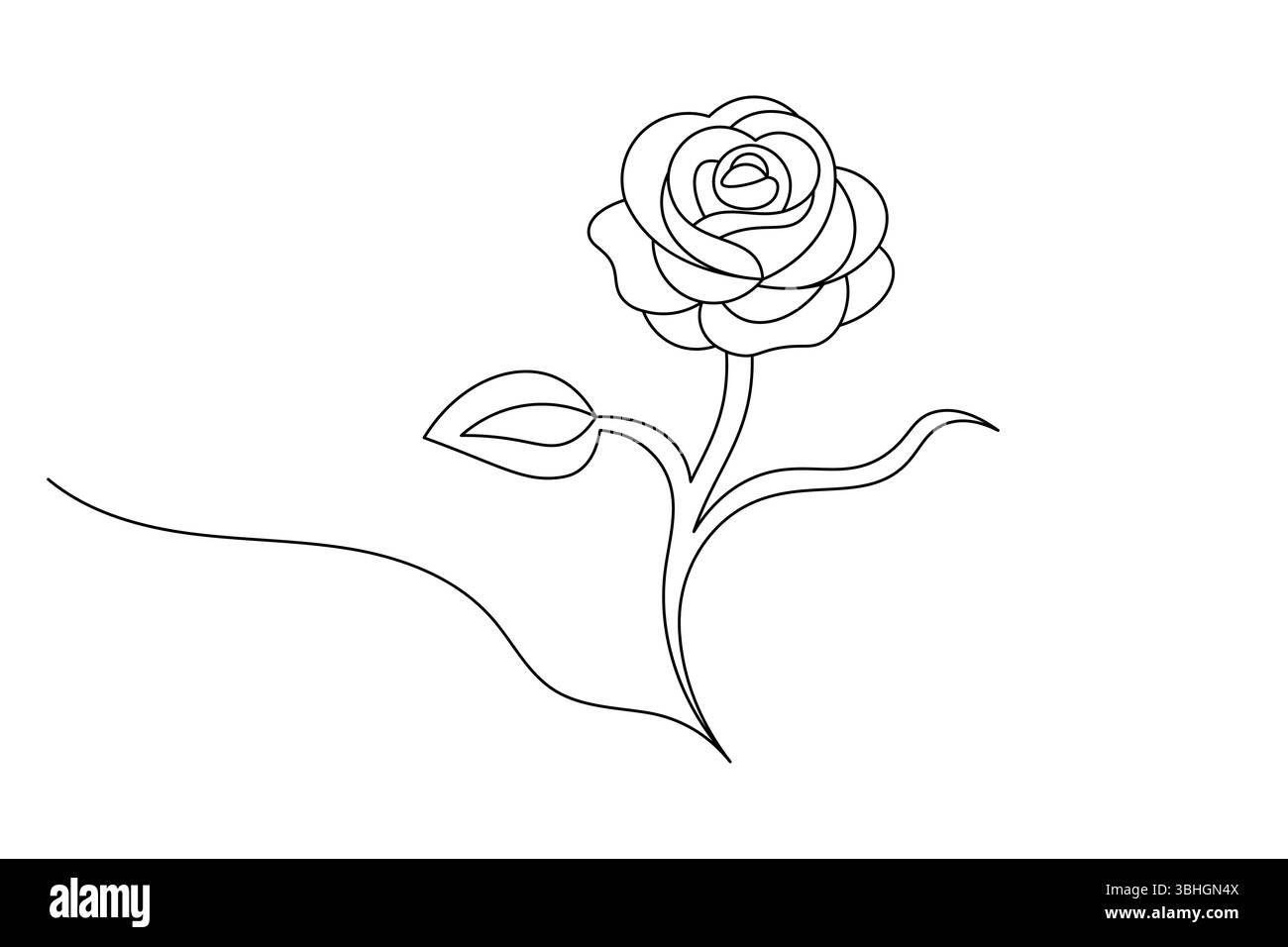 Fleur de rose dessin de ligne continue élégant une ligne Art d'une rose minimaliste. vecteur Illustration de Vecteur